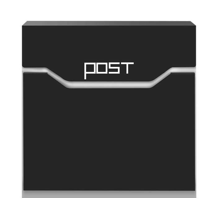 Поштова скринька Arebos сучасного дизайну настінна, з газетницею, чорна - стійка до погодних умов, з ключами та кріпленням