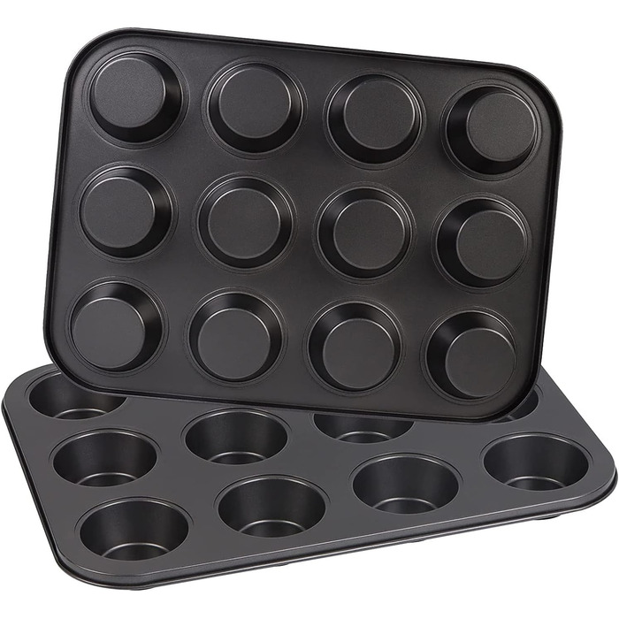 2-piece muffin tin for 12 muffins, muffin pan, baking sheet for muffins, muffin baking pan for 12 muffins, cupcakes and small cakes