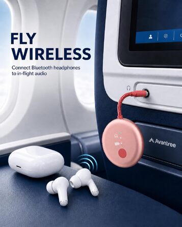 Bluetooth-адаптер для літака Avantree SoundJet R1 для AirPods та бездротових навушників, 25 годин роботи, рожевий