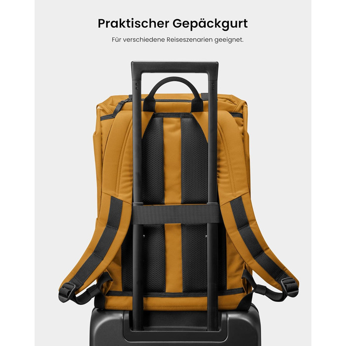 tomtoc Laptop Backpack for Women and Men, Vintage Daypack Daypack Casual Backpack with 22 Liters for Everyday Use, Leisure, University, School, Classic Backpacks Fits 13-15.6 inch Laptops, Black (Yellow)