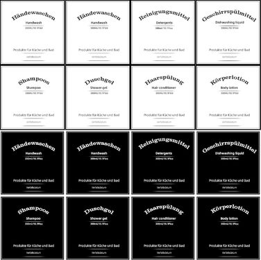 Набір дозаторів для мила, 4 шт., 500 мл, з етикетками, набір флаконів для душу, шампуню (300 мл, коричневий)