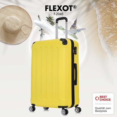 Чемодан Flexot® F-2045, набір 3 шт. (16 кольорів) - ручна поклажа, валіза, тривалий термін служби, твердий корпус (XL, світло-жовтий)