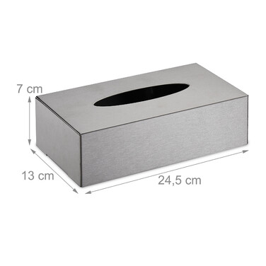 Relaxdays Cosmetic Tissue Box, Stainless Steel, Silver