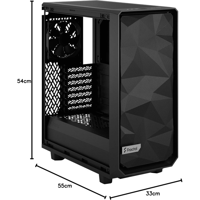 Корпус для комп'ютера Fractal Design Meshify 2 Compact Black ATX Mid Tower (Black TG Light Tint), високий повітряний потік