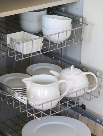 Storage Shop Pull-Out Shelf Basket Combination System for 50cm Wide Cabinet, 3-Tier