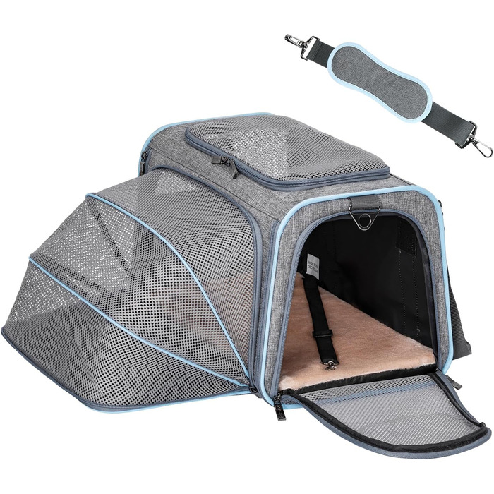 Транспортний бокс для котів та собак Petsfit - складаний, сірий, M