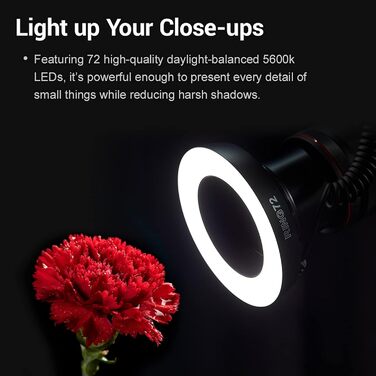 GODOX RING72 LED кільцева лампа для відео та фотозйомки з регулюванням яскравості, 72 LED, 5600K, адаптери 49-77mm