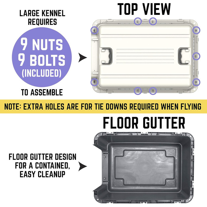 Клітка для собак Sport Pet Designs, пластикова, на колесах, для подорожей, сіра, розмір L (80 x 56 x 58 см)