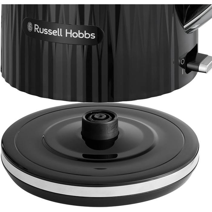 Russell Hobbs Kettle [1.7L 2400W] Eden White, Stainless Steel Accents (Removable Scale Filter, Push-Button Lid Opening, Water Level Indicator, Illuminated Switch, BPA Free) Teapot 27360-70 (Black)