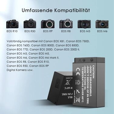 Akku Onshida 2 шт. 1200mAh з зарядним пристроєм для камер Sony ZV-E10, Alpha A6000, A6500, A6300, A5100, A7II, A7RII, A7SII, A7S, A7S2, A7R, A7R2, A3000, A33, A35, A37, A55, RX10, NEX5 (LP-E17)