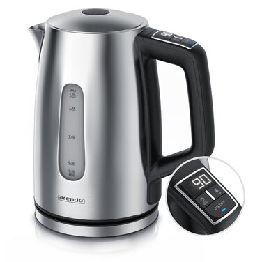 Електричний чайник Arendo з регулюванням температури, нержавіюча сталь, LED дисплей, підтримання тепла, автоматичне відкриття кришки, індикатор рівня води