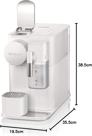 Кавова машина капсульна Nespresso De'Longhi Lattissima One EN510.W з автоматичною системою приготування молока, 3 кнопками вибору напоїв, резервуаром для води 1 л, тиском помпи 19 бар, швидким нагріванням за 25 секунд, автоматичним вимкненням, біла Porcel