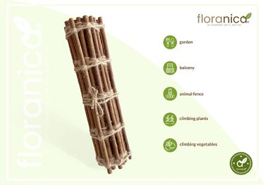 Floranica Climbing Plant Support Rank Grid - Length 150cm, Width 50cm. Made of natural willow, with ecological twine and a jute bag. Ideal support for roses, climbing plants, vegetables, and vines.