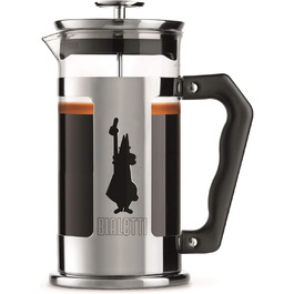 Bialetti Kaffeepresse Preziosa, French Press Filter for Coffee or Tea, Stainless Steel Housing and Borosilicate Glass Container, Dishwasher Safe, 1 Liter, 8 Cups, Silver (600 ml, Single)