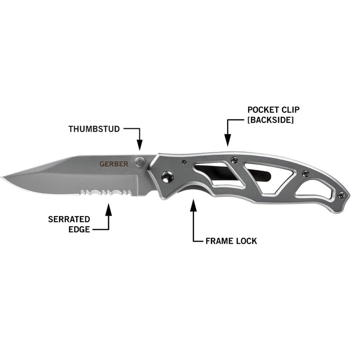 Gerber folding knife with plain edge and pocket clip