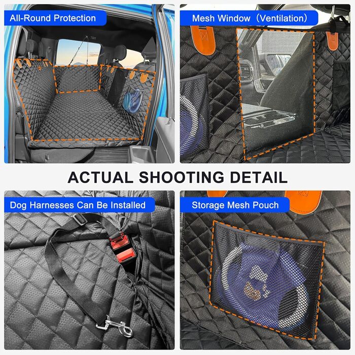 Захисний килимок для собак у машину JOEJOY, 147x73 см, чорний. Водонепроникний, антикіготковний, з кріпленням на ремінь безпеки. Підходить для пікапів.