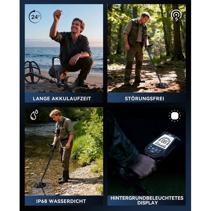 Металодетектор SUNPOW Pro Set для дорослих та дітей – професійний набір, висока точність, 4 режими пошуку, LCD-дисплей, повний комплект