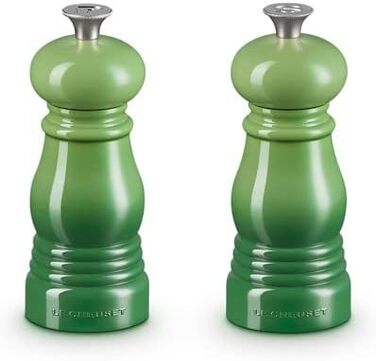 Le Creuset Mini Mill Set, Salt and Pepper Mills, ABS Plastic, Each 5 x 5 x 12.1 cm, Ceramic Grinder, Bamboo, 44900114080000