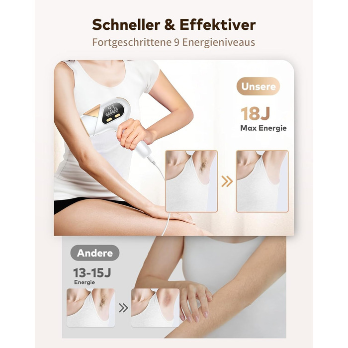 Пристрій для епіляції IPL Haarlosy 3-в-1: HR/SC/RA, 999 900 імпульсів, 9 рівнів енергії, безболісна епіляція для чоловіків та жінок, для тіла