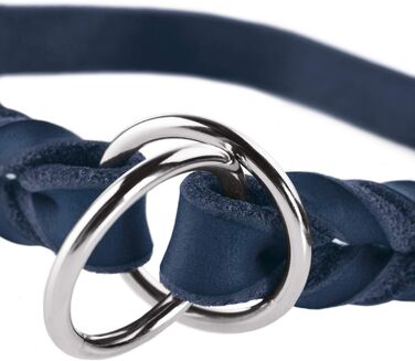 HUNTER Dressurhalsung SOLID EDUCATION: Нашийник для конкурного верхового лицемірювання, міцне шкіряне плетіння, з кільцем-остановкою, Made in Germany, темно-синій, розмір M-L