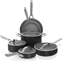 Набір посуду Ninja Ceramic Pro CW39010GN, 10 предметів, керамічне покриття, антипригарний, для всіх плит (індукція), зелений (чорний)