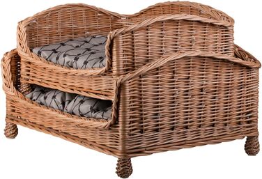 Корзина для собак і котів з плетіння лози з м'яким лежаком, лежак для тварин, собаче ліжко, котяче ліжко (54x32 H25, Бежевий)