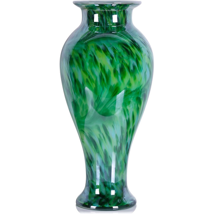 Висока скляна ваза 50,8 см, смарагдово-зелена, ручної роботи, для дому та декору, велика ваза для вітальні, сучасний дизайн
