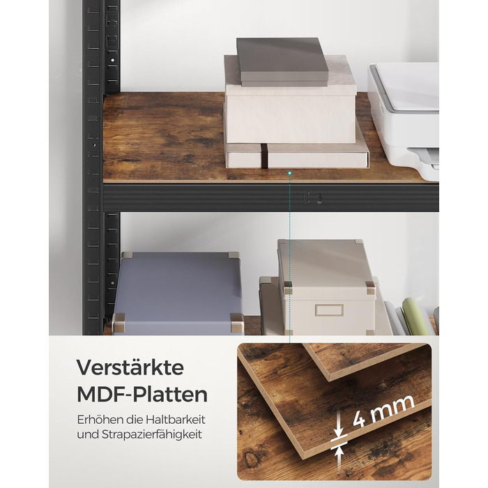 SONGMICS Industrial 5-Tier Shelf Unit - Vintage Brown & Black (60x120x200cm)
