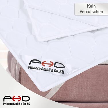 PHD Primera Mattress Topper 160x200cm Flat/Thin - 2 cm Height with Cover for Box Springs & Double Beds - Made in EU. Connects mattresses into one sleeping surface. Topper washable up to 40°C 160 x 200