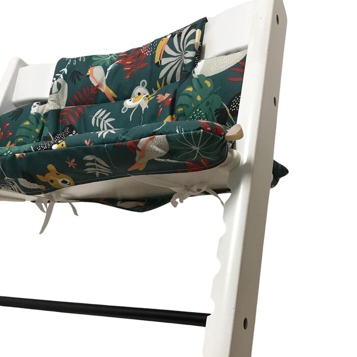 Дитяча подушка LUCCA для стільчика Stokke Tripp Trapp, ламінована, легке очищення, бірюзові джунглі