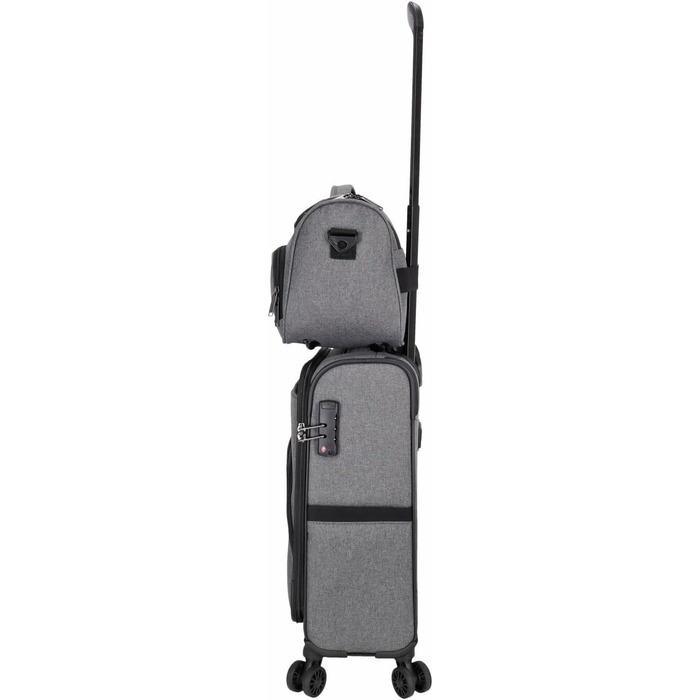 Чемодан-валіза Kenorada SoftLITE 4w, 55 см, сірий, з TSA замком | Валіза для ручної поклажі з міцного поліестеру, 4 колеса