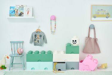 LEGO коробка для зберігання, 4 кнопки, штабельована, 5,7 л, пісочно-зелена
