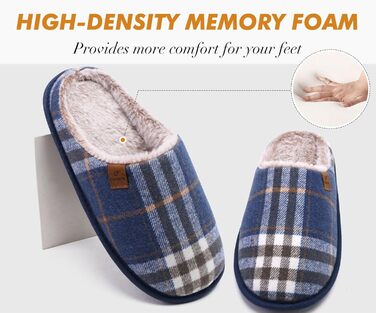 Чоловічі домашні тапочки COFACE з піною, що повертається, теплі вовняні тапочки, м'які та пухнасті, з антиковзною гумовою підошвою, розмір 40-49 (48 EU, блакитні)