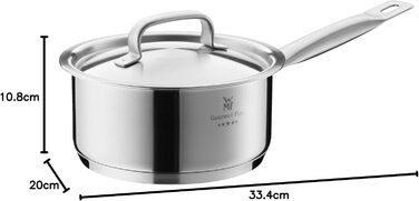 Каструля WMF Gourmet Plus 16 см з нержавіючої сталі Cromargan з металевим кришкою, 1,4 л, для індукційних плит, з внутрішньою шкалою