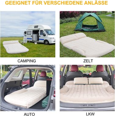 KMZ Automatic Car Mattress, 2 Pillow Car Air Mattress, Double-Sided Thickened Flocked Auto Mattress, Inflatable Car Bed for Trunk Rear Seat