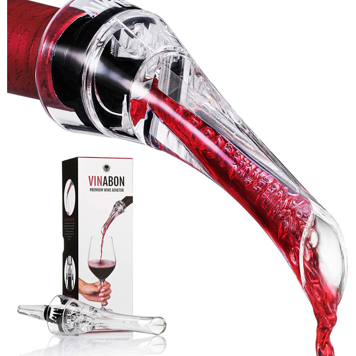 VINABON Wine Aerator – Premium 2020 Aerator Wine Pourer Red & White in Bottle Kit Slow Mini Travel Wine Air Aerator eBook Wine Guide