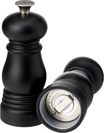 Le Creuset Small Mill Set, Salt and Pepper Mills, ABS Plastic, Each 5 x 5 x 12.1 cm, Ceramic Grinder, Matte Black, 44900110000000