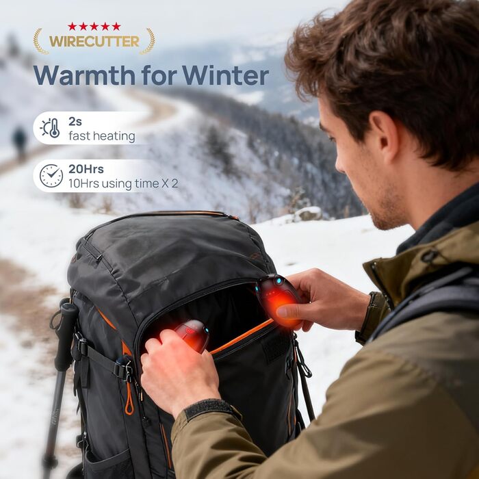 Електричні грілки для рук, набір 2 шт. - USB, 20 годин тепла, 3 температурні режими, для спорту та Raynaud's/Артрит, чорний