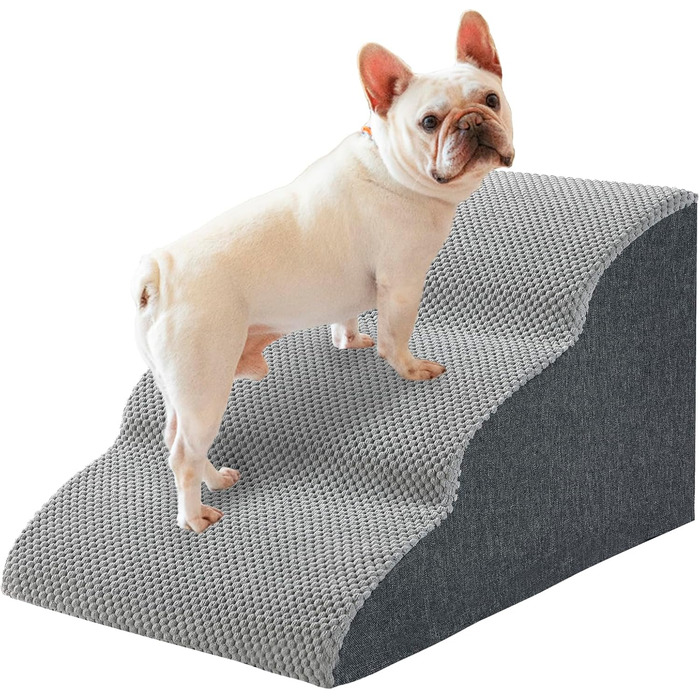 WGYTECH 4-Step Dog Stairs, Pet Staircase for Sofa and Bed, High-Density Sponge Dog Stairs, Washable Cover & Non-Slip Bottom, Dog Ramp for Dogs and Cats, L72xW40xH50cm (3-Step, 30cm High)