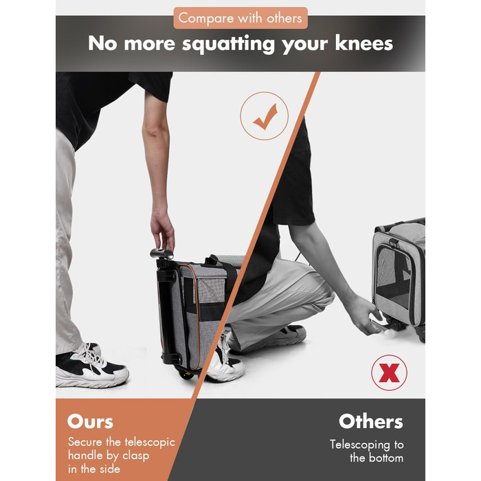 Транспортна переноска для собак та котів з колесами, сірого кольору. З телескопічною ручкою та ременем на плече.