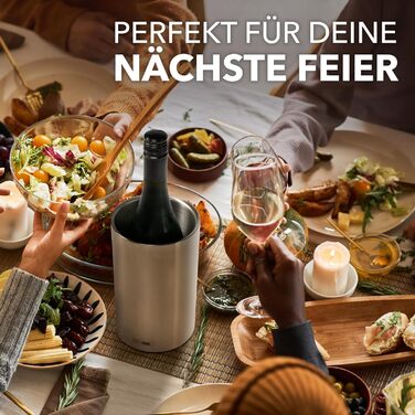SWISS HOME® Охолоджувач для пляшок вина, шампанського та ігристого вина з нержавіючої сталі, подвійні стінки, у подарунковій коробці