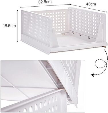 RAIN QUEEN 3-Piece Foldable and Stackable Closet Storage Boxes for Bedroom Clothes Storage Plastic Organizer Drawer (white)