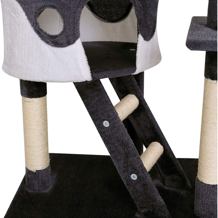 Котячий будиночок Lionto XXL з сизалю та плюшу: когтеточка, гамак, тунель, печери, іграшки, для котів великих та малих розмірів (сірий/білий, 230-250 см)