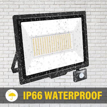20000LM LED Spotlight Outdoor with Motion Sensor, LED Floodlight 6000K Cold White, IP66 Waterproof, LED Outdoor Spotlight Floodlight Floodlight for Garage, Hallway, Garden, Courtyards, Hotel, Sports Field (3500k Warm White, 200W)