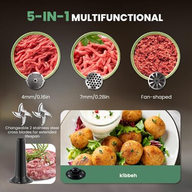 М'ясорубка електрична Huanyu 2000 Вт з сенсорним керуванням, багатофункціональна з 2 ножами та 3 дисками