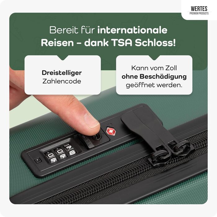 Чемодан великий 100L з TSA замком, жорсткий корпус, подвійні колеса, 67см, зелений