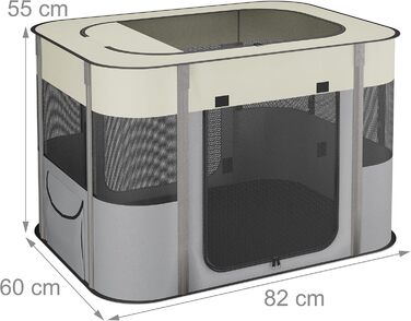 Клітка для цуценят Relaxdays, розкладна, 43x71x55 см, для дому та вулиці, портативна, оксфордська тканина, кольорова (L)