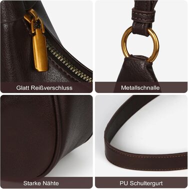 Сумка жіноча GSenhui Y2K через плече, маленька елегантна Hobo сумка з PU шкіри, вінтажна для подорожей, колір кава