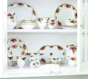 Сервіз Royal Albert Old Country Roses на 4 персони, вінтажний, з кістяного фарфору, середній квітковий візерунок, чайник 0,8 л, подарунковий набір