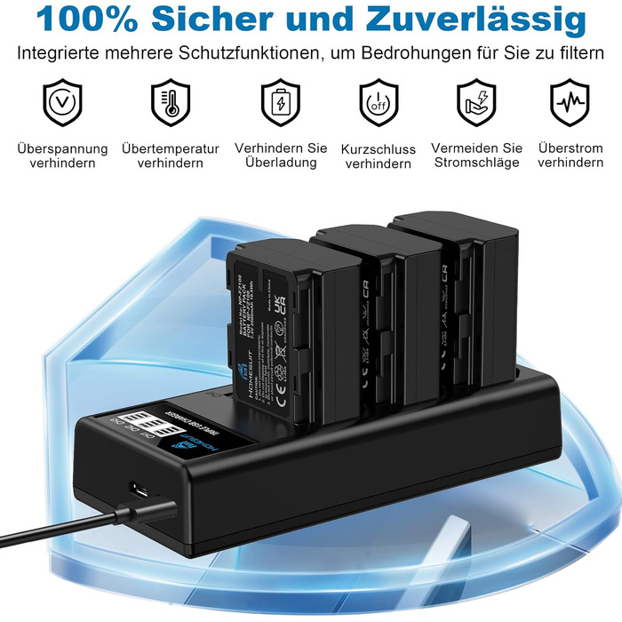 Акумулятор NP-FZ100 Homesuit 2280mAh та подвійний зарядний пристрій для камер Sony ZV-E1, FX3, FX30, A7RIII, A7RV, A7RIV, A7SIII, A7III, A7IV, A7C, A7CII, A6600, A6700, Alpha A1, A9, A9II, A9III, 9R, A9R, 9S (2 шт.) + LED зарядний пристрій (3 шт. акумулят